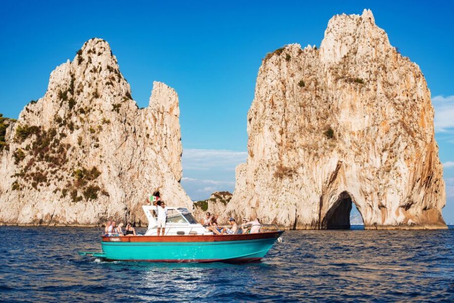 From Amalfi: Small Group Boat Excursion to Capri Island - Leaving the dock: Marciano Bay waterfall, then the Sorrentine Peninsula viewpoints