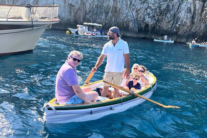 From Sorrento: Capri & Blue Grotto Boat Day Tour Up to 8 People - About 3 hours docked on Capri: town time, swimming, and Faraglioni views