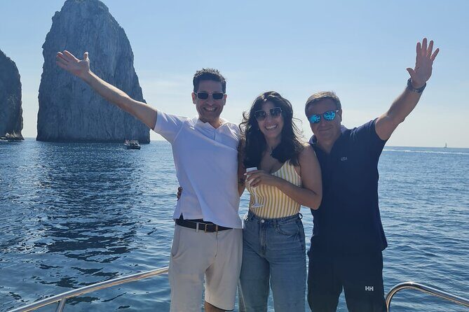 From Sorrento or Positano: Capri Island Private Boat VIP Tour - Comfort onboard: drinks, fruit, restroom, shower, and life jackets